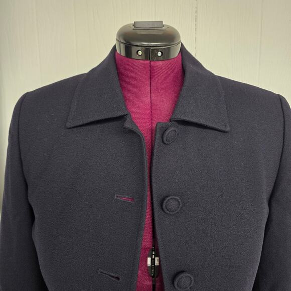 Women's Jones New York Navy Button Down Wool Blazer Jacket - Size 8 - Picture 3 of 12